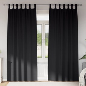 vidaXL Perdele opace cu perdele 2 pcs Negru 225 x 140 cm Poliester