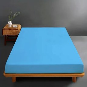 Cearceaf de pat cu elastic, 160x200cm, bumbac, albastru