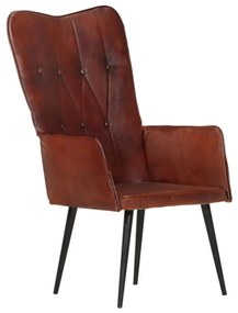 339648 vidaXL Scaun cu spătar înalt, maro, piele naturală
