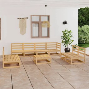 Set mobilier de gradina, 9 piese, lemn masiv de pin