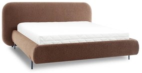 Pat matrimonial teracotă tapițat cu spațiu de depozitare cu somieră 140x200 cm Pointt – ELTAP