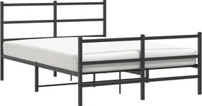 vidaXL Cadru pat metalic cu tăblie de cap/picioare , negru, 140x190 cm