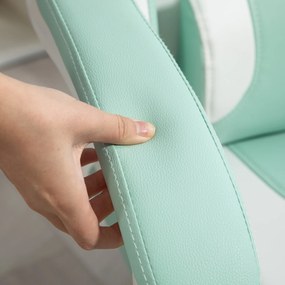 Scaun de Gaming Reclinabil HOMCOM cu Suport pentru Picioare și Perne, din Piele Artificială și Spumă, 65x62x116-124 cm, Albastru și Alb | Aosom Romania