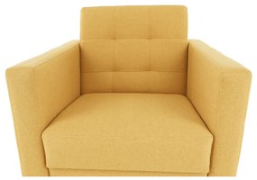 Fotoliu complet tapiţat, material textil muştar, AMEDIA