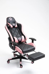 Scaun gaming Genator, suport picioare, funcție sezlong, SIG 5028, Negru/Roz