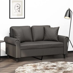 3153170 vidaXL Canapea cu 2 locuri, perne&pernuțe gri 120 cm piele ecologică