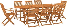 vidaXL Set mobilier de grădină 9 piese 220x90x75 cm, lemn masiv acacia