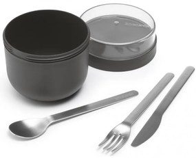 Cupa alimentara Brabantia Make&Take 1006296, 500+180 ml, Inchidere cu filet, fFara BPA, Gri închis