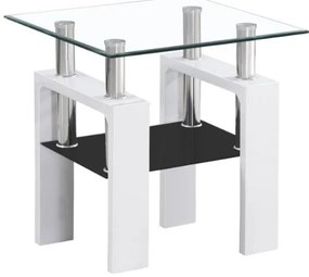 Masa de cafea Lisa IV, transparenta/alba