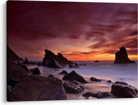 Tablou cu apus de soare pe mal (70x50 cm)