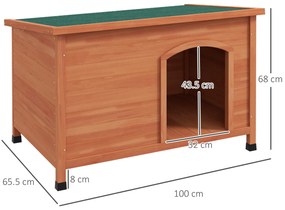 PawHut Căsuță pentru câini Căsuță pentru câini din lemn Căsuță pentru câini XXL, 100 cm x 65,5 cm x 68 cm, Maro + Verde | Aosom Romania