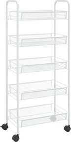 vidaXL Cărucior de bucătărie, 5 niveluri, alb, 46x26x105 cm, fier