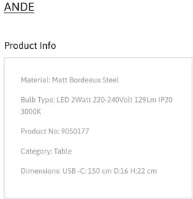 Veioza LED design decorativ ANDE Bordeaux, NVL-9050177