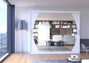 Dulap cu usi glisante si oglinda 250x215 cm, Cambe, ADRK Furniture (Culoare: Negru)