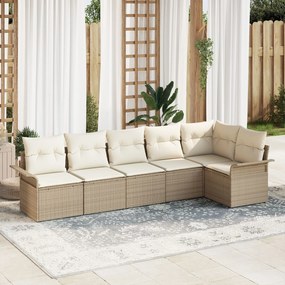 vidaXL Set de canapele pentru grădină cu pernă 6 pcs Bej Rattan poli