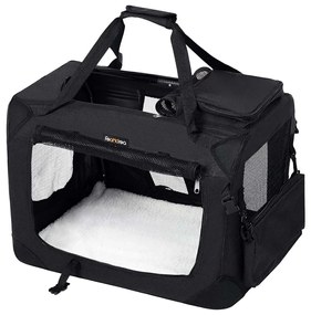 Geanta de transport pentru animale de companie pliabil din material textil, S, negru