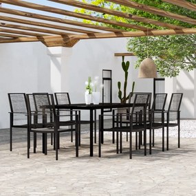 3099202 vidaXL Set mobilier de grădină, 9 piese, negru