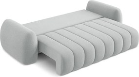 Canapea gri deschis extensibilă/cu spațiu de depozitare cu tapițerie din țesătură bouclé 266 cm Pele – Makamii