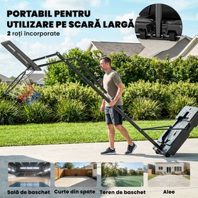 SPORTNOW Coș de Baschet Reglabil 235-305cm, Rezistent la Impact, Negru | Aosom Romania