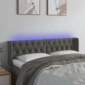 vidaXL Tăblie de pat cu LED, gri închis, 147x16x78/88 cm, catifea
