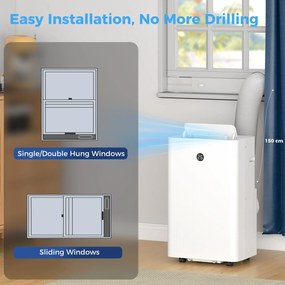 HOMCOM Aparat de aer condiționat portabil de 12.000 BTU, climatizator 4-în-1 cu control WiFi și vocal, răcire, dezumidificator, ventilator, mod somn | Aosom Romania