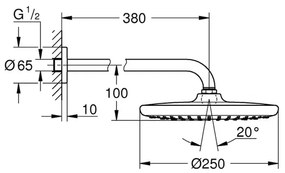 Palarie si brat de dus Grohe Tempesta 250 rotunda crom