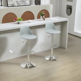 HOMCOM Set de 2 scaune de bar, Scaune de bar, Scaune rotative cu spătar, înălțime ajustabilă, capacitate de încărcare de până la 120 kg, 42 x 38 x 82-104 cm, Gri | Aosom Romania