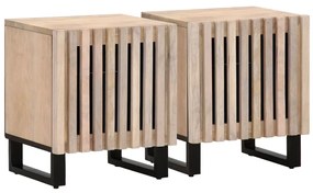 vidaXL Noptiere, 2 buc., 40x34x46 cm, lemn masiv mango albit