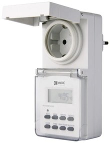 Priza programabila digitala pentru exterior, protectie IP44, 16A, alba, Emos