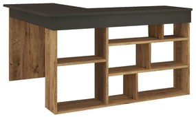 Birou Zellow Tip L cu Rafturi, 129 x 72 x 120 cm