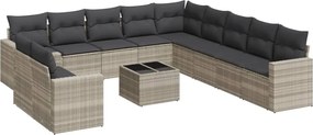 vidaXL Set canapele de grădină cu perne, 12piese gri deschis poliratan