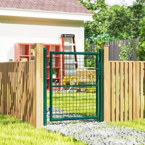 Outsunny Portiță de grădină din oțel 97 x 150 cm poartă de grădină cu încuietoare, chei și mâner, verde | Aosom Romania