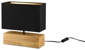 Veioză neagră/în culoare naturală cu abajur textil (înălțime 30 cm) Woody – Trio