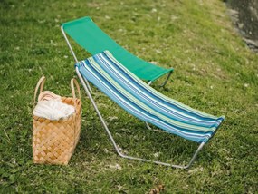 Set de 2 sezlonguri pliante pentru plaja SAND, albastru-alb