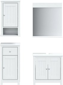 vidaXL Set mobilier baie BERG, 4 piese, alb, lemn masiv de pin