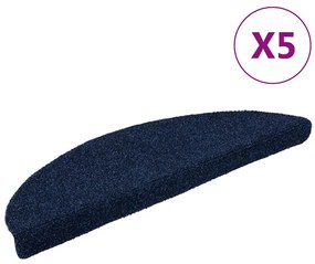 vidaXL Covorașe autoadezive pentru scări, 5 buc., 56x17x3 cm, semirotunde, bleumarin
