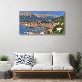 Tablou pe panza canvas Mountain City Sea Peisaj Multi