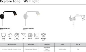 Aplica reglabila design nordic minimalist Explore negru