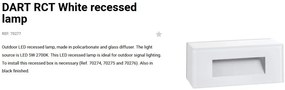 Spot LED incastrabil de exterior IP65 iluminat ambiental DART RCT alb