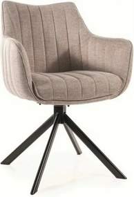 Scaun living rotativ AZALIA, bej/negru, stofa clasica/metal, 61x44x86
