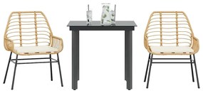 vidaXL Set mobilier de grădină cu perne 3 piese maro sticlă polirattan