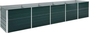 vidaXL Strat înălțat de grădină, verde, 400x80x77 cm, oțel galvanizat
