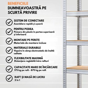 Raft cu capacitate mare HEAVY, max. 875kg, 90x40x180cm, argintiu Jurhan