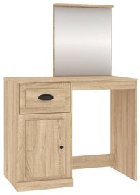 816763 vidaXL Masă de toaletă cu oglindă, stejar sonoma 90x50x132,5 cm lemn
