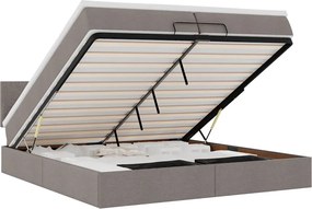 vidaXL Cadru de pat otoman cu saltele Taupe 200x200cm țesătură