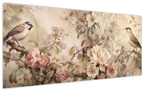 Tablou - Vintage pictura pasăre (120x50 cm)