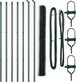 vidaXL Stâlp de gard. Verde 10 x 1,6 m (plasă de 36 mm) Oțel și PVC
