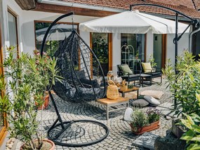 Scaun suspendat gri KOKON cu suport, perna gri