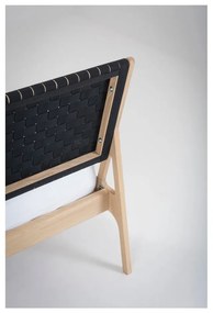 Pat matrimonial negru/în culoare naturală din lemn masiv de stejar 140x200 cm Fawn – Gazzda