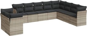 vidaXL Set canapele de grădină cu perne 10 piese gri deschis poliratan